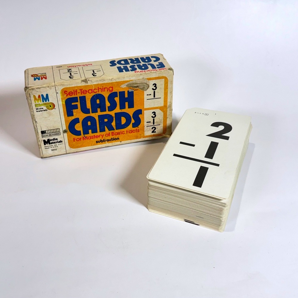 Vintage Media Materials Subtraction Flash Cards 9202 Self-Teaching Math 1985